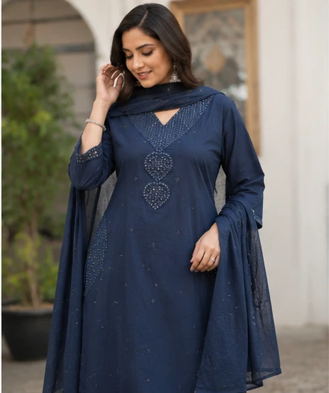 Mirror work yoke with dupatta