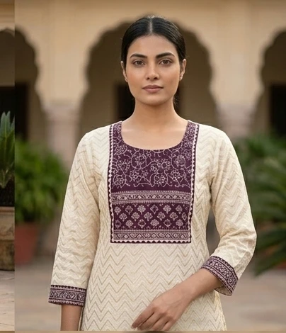 Azrak print yoke n dupatta suit