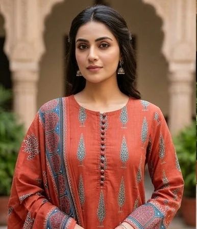 Mal Cotton printed suit with cotton dupatta pichvai