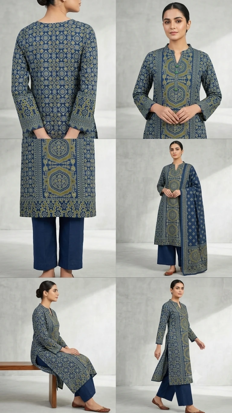 Mal Cotton Printed suit with angarakha yoke& kota dupatta