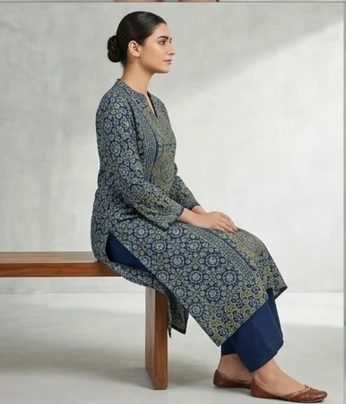 Azrak printed all over suit with dupatta