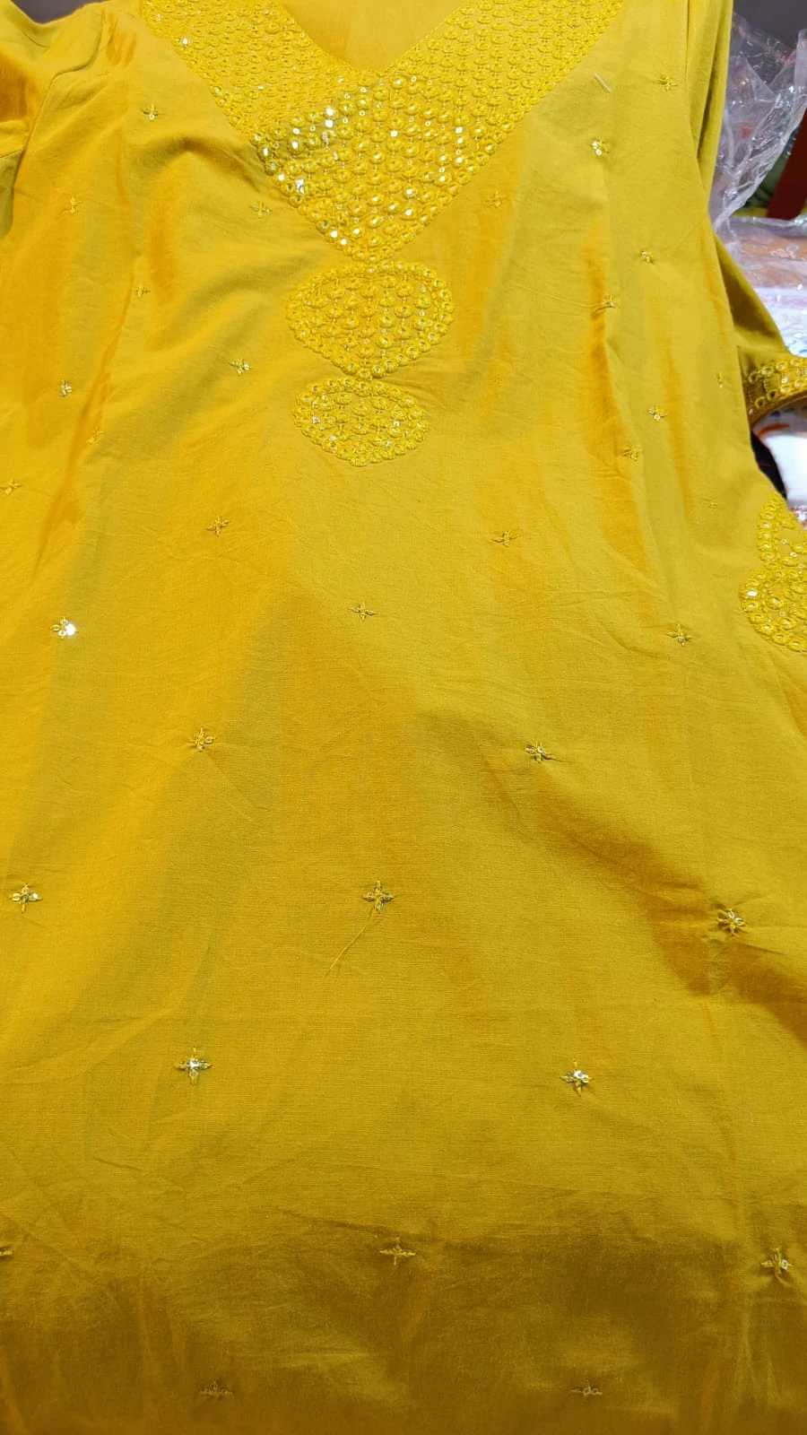 Mirror work yoke with dupatta
