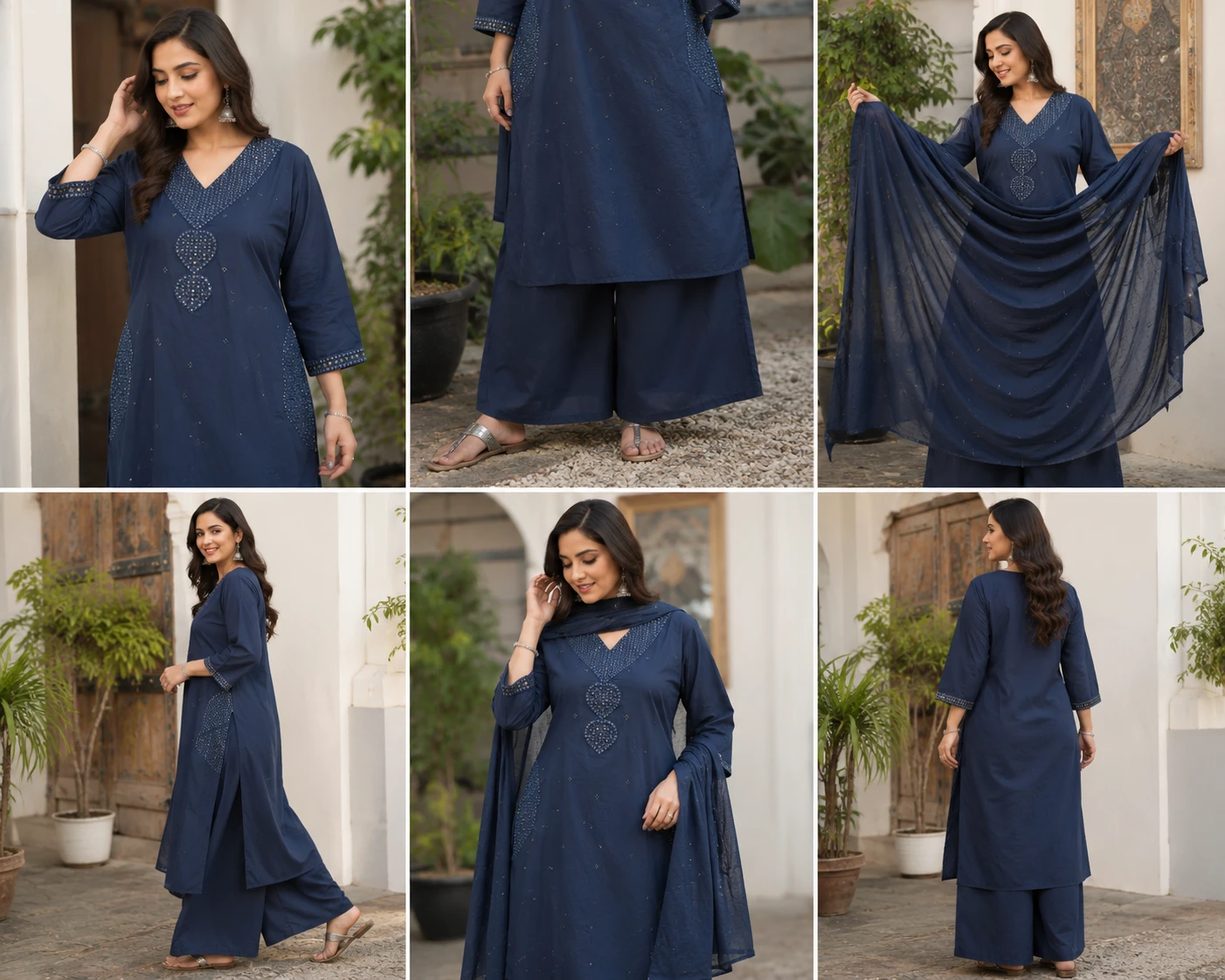 Mirror work yoke with dupatta
