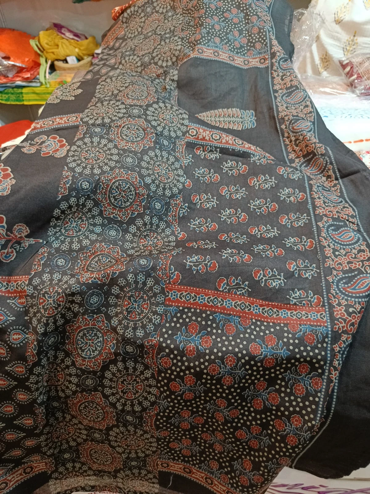 Azrak print Kalidar suit with dupatta