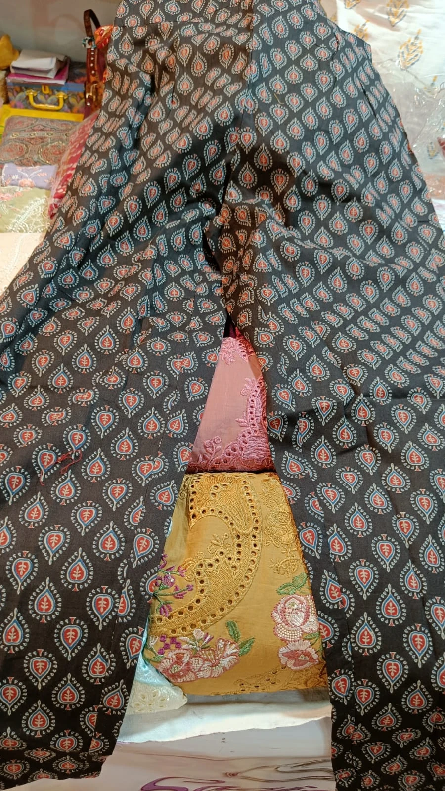 Azrak print Kalidar suit with dupatta