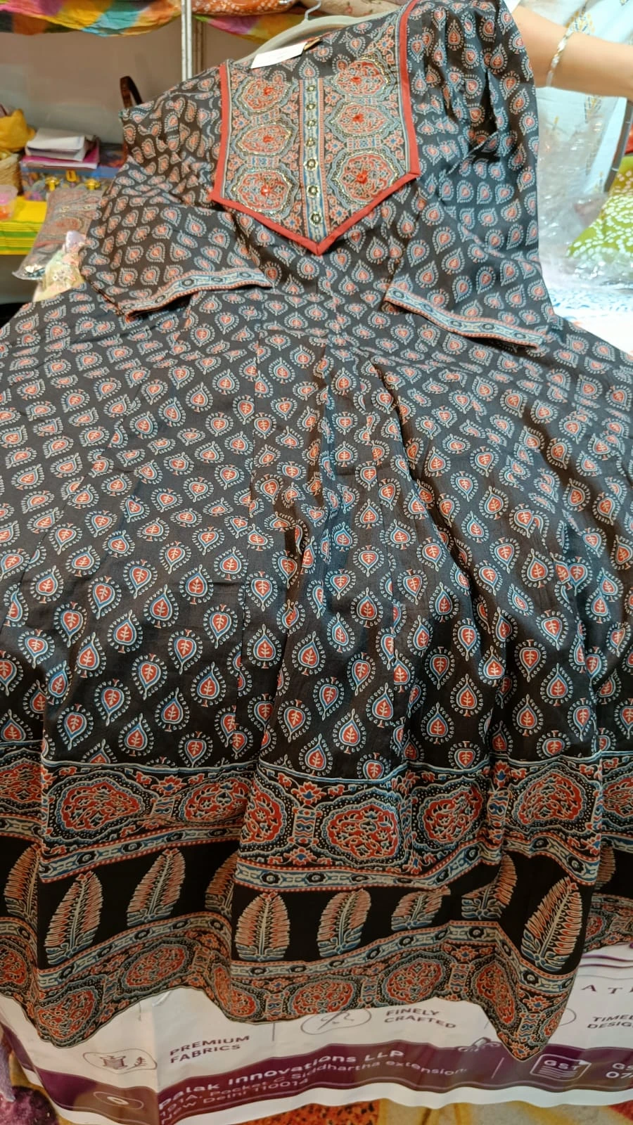 Azrak print Kalidar suit with dupatta