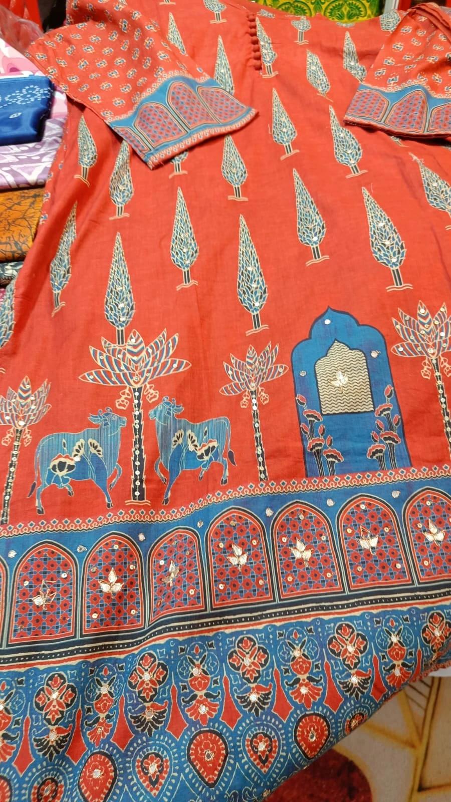Mal Cotton printed suit with cotton dupatta pichvai