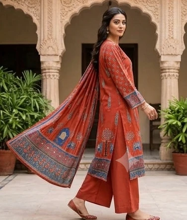 Mal Cotton printed suit with cotton dupatta pichvai