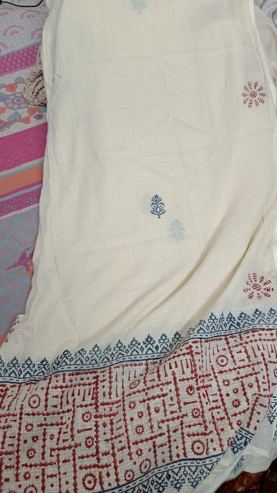 Block printed yoke with dupatta