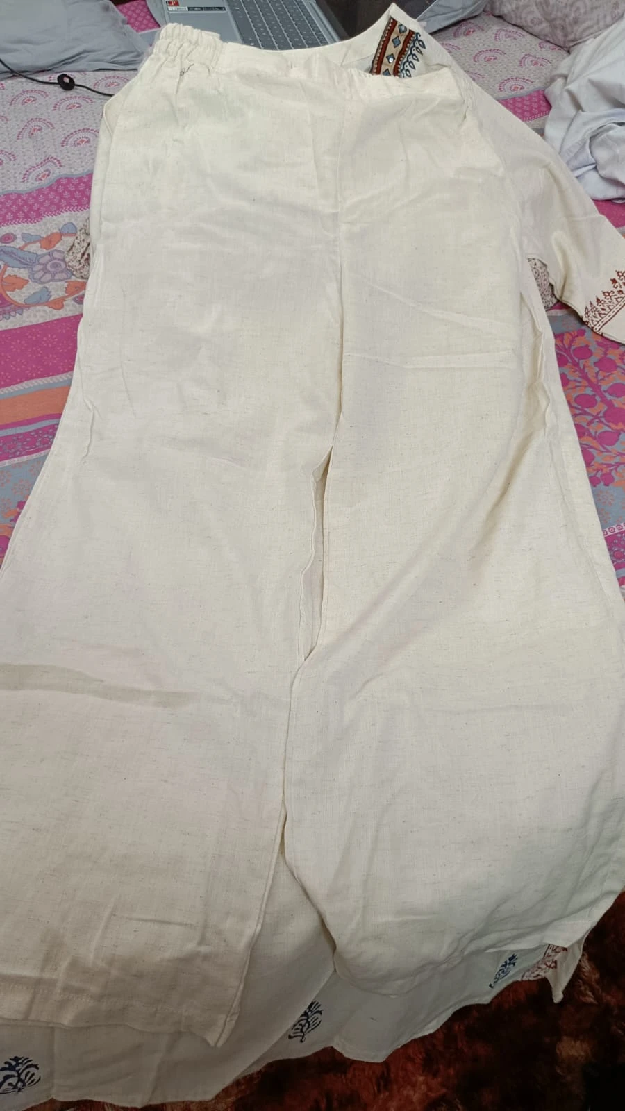 Block printed yoke with dupatta