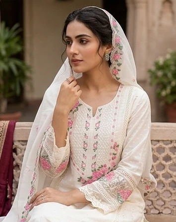 Embroidered Hakoba Suit offwhite