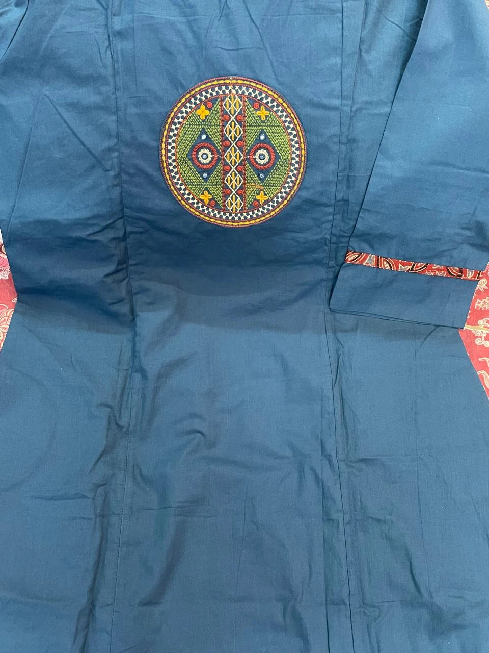 Fancy cotton desiner suit V neck with dupatta