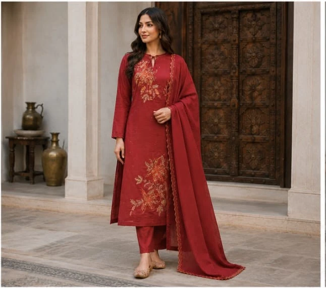 Fancy malcotton designer patch & emb. top n bottom with dupatta