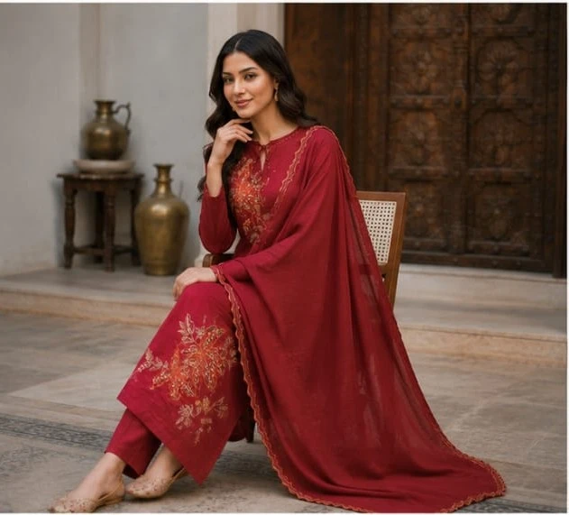 Fancy malcotton designer patch & emb. top n bottom with dupatta
