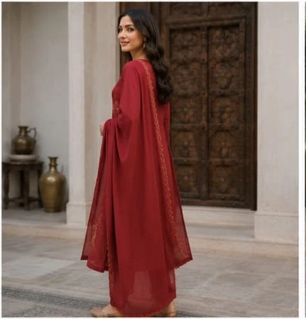 Fancy malcotton designer patch & emb. top n bottom with dupatta
