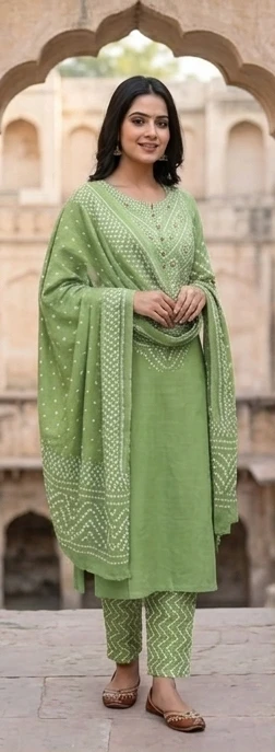Mal cotton Bandani suit with Dupatta