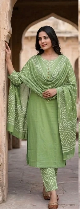 Mal cotton Bandani suit with Dupatta