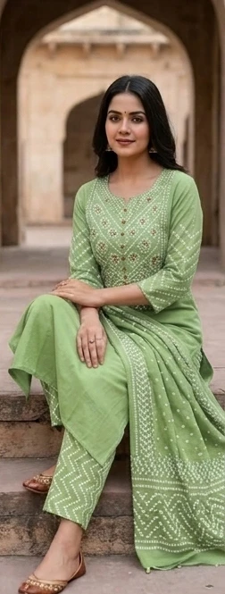 Mal cotton Bandani suit with Dupatta